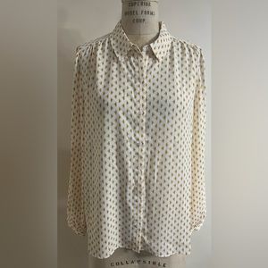 NYDJ Graphic Print Long Sleeve Button Front Blouse Size L